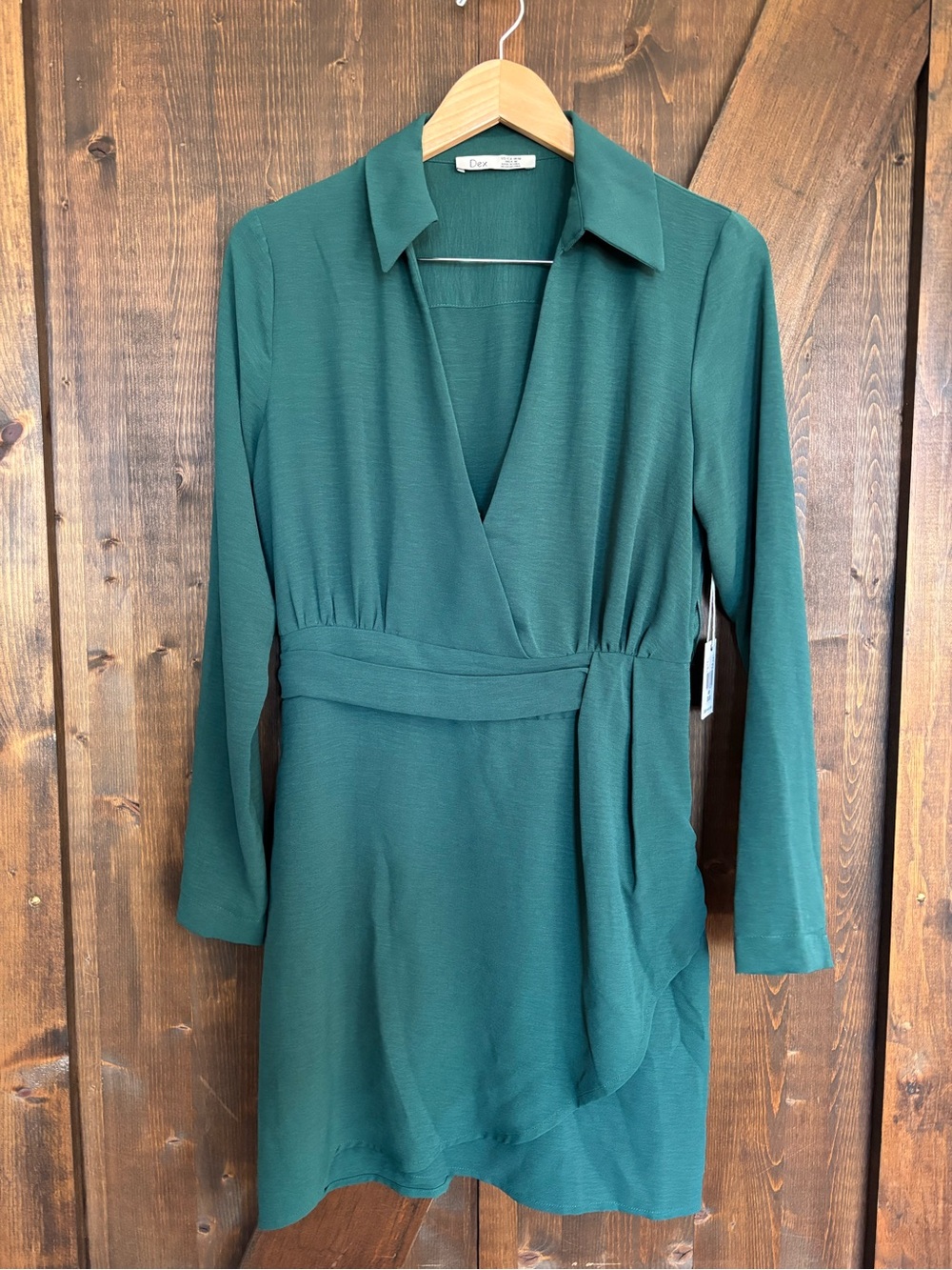 NWT Dex Emerald Green Wrap Shirt Dress